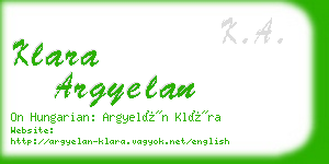 klara argyelan business card